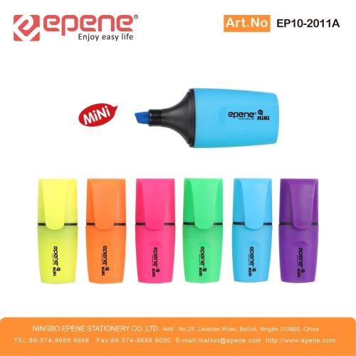 EPENE mini Highlighter , Colored solid barrel ,Quick drying, With pen clip（EP10-2011A）
