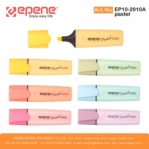 EPENE Highlighter , Pastel colors, Colored solid barrel，Colored solid cap（EP10-2010A）