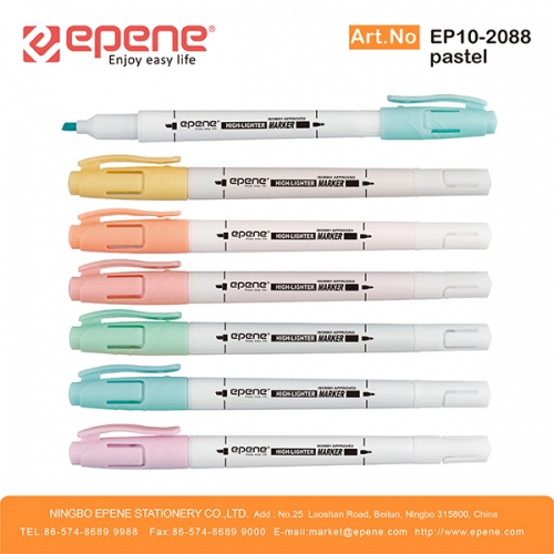 EPENE Highlighter , Pastel colors,twin tip，white barrel（EP10-2088P）